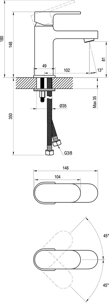 Mitigeur de lavabo Chrome