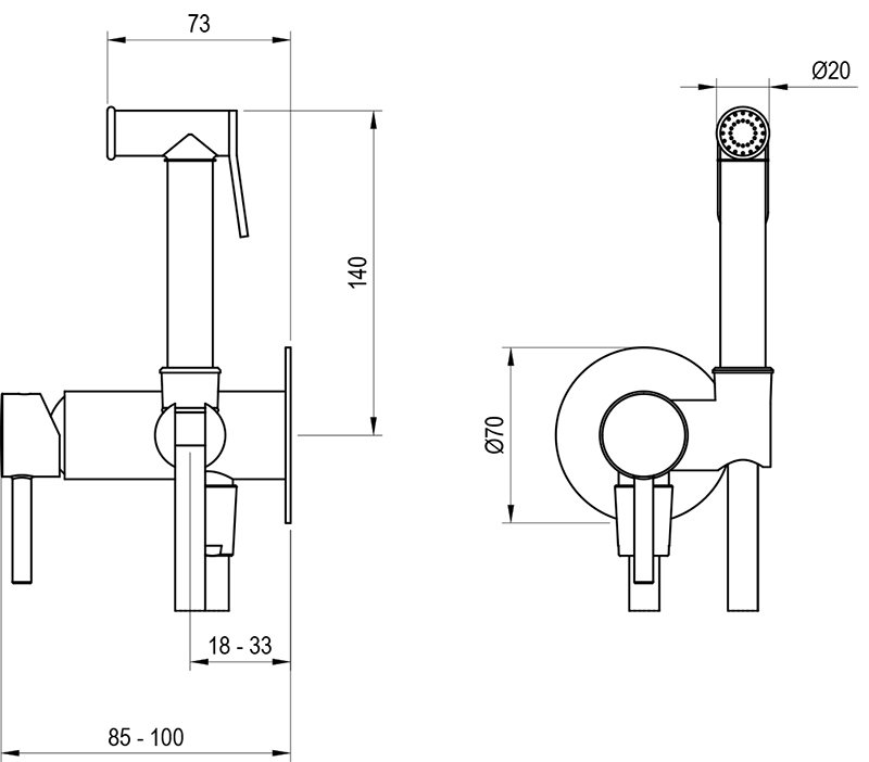 Mitigeur de bidet encastré
