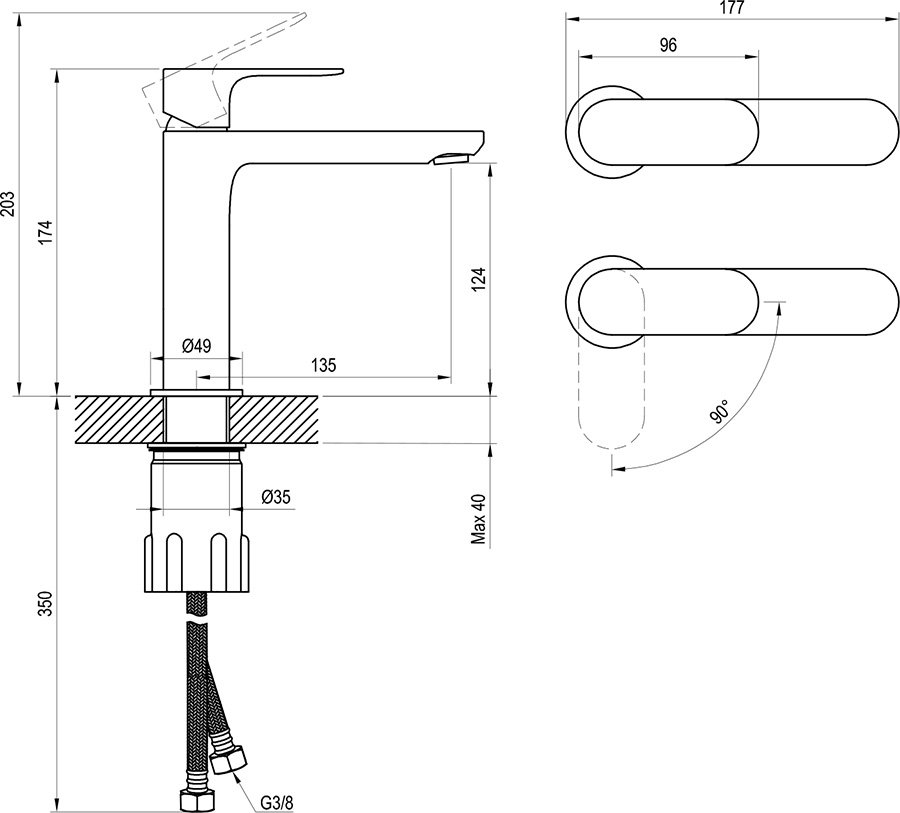 Mitigeur de vasque sur pied Eleganta BeCool EL 012.01