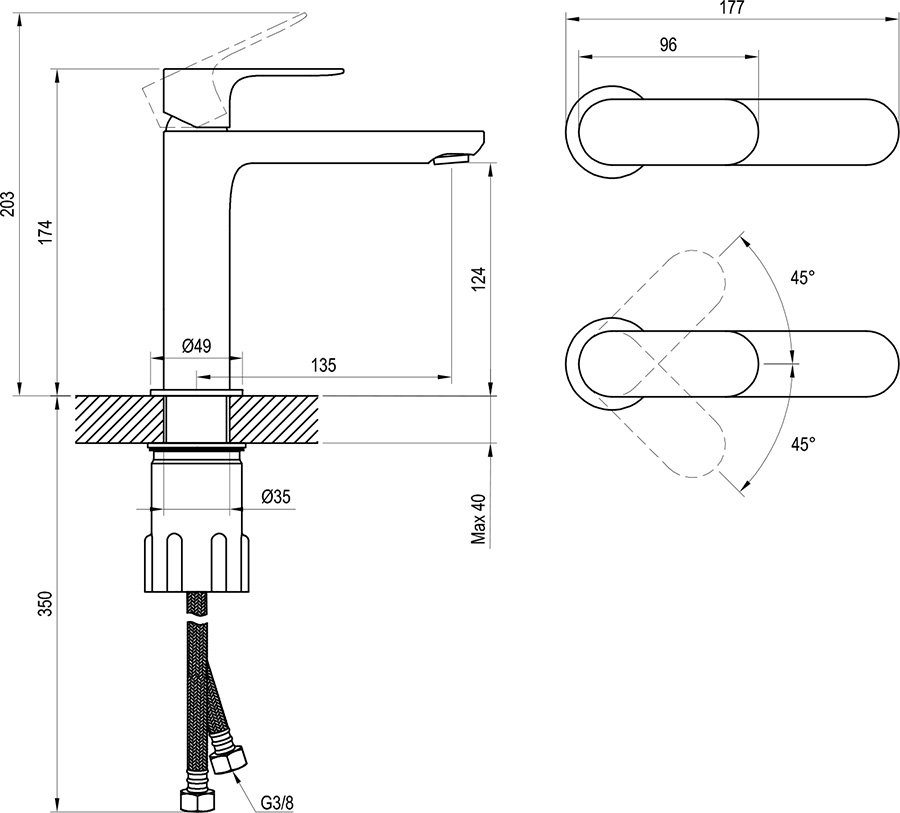 Mitigeur de vasque sur pied Eleganta EL 012.00