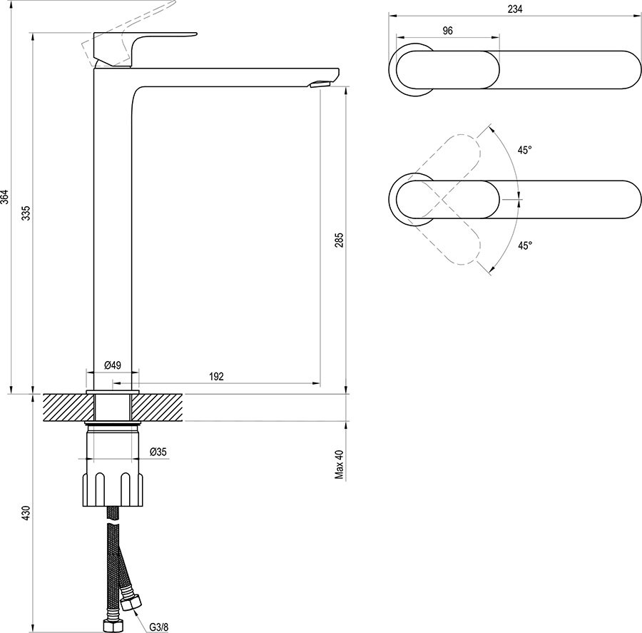 Mitigeur de vasque sur pied Eleganta EL 015.00