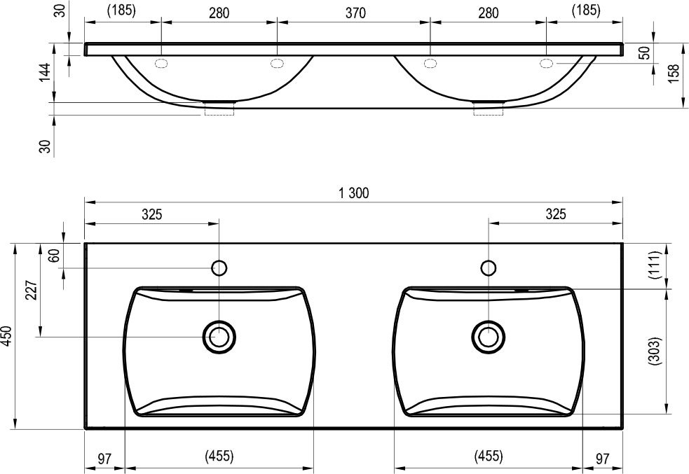 Lavabo double Classic II 1300