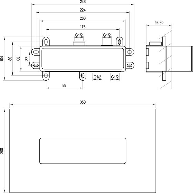 R-box Horizontal, corps de base pour mitigeur encastré