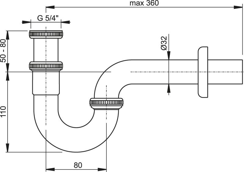 Siphon de lavabo tubulaire en U