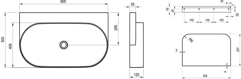 Lavabo Yard 800 sans trou