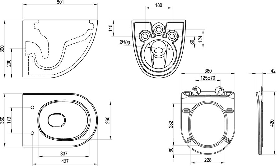 WC Chrome AquaSpin set, siège SoftClose compris