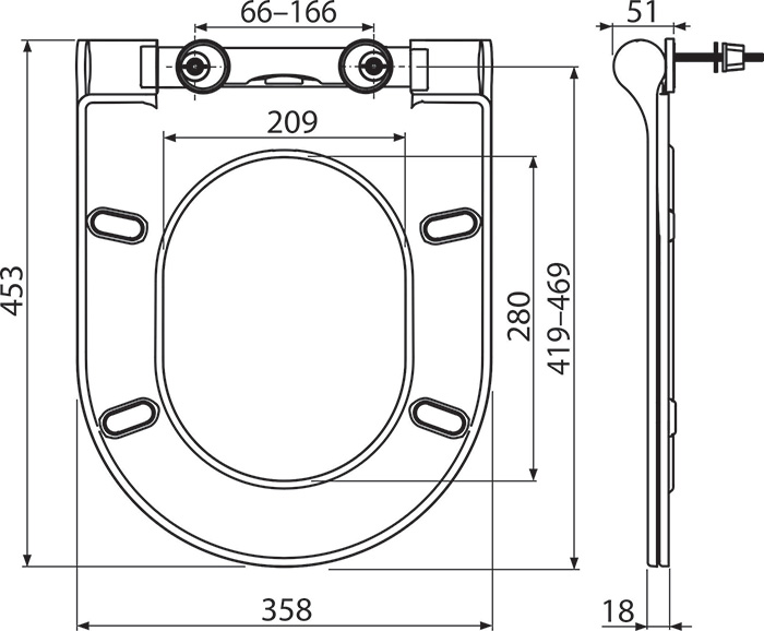 Abattant de WC Uni Chrome Slim